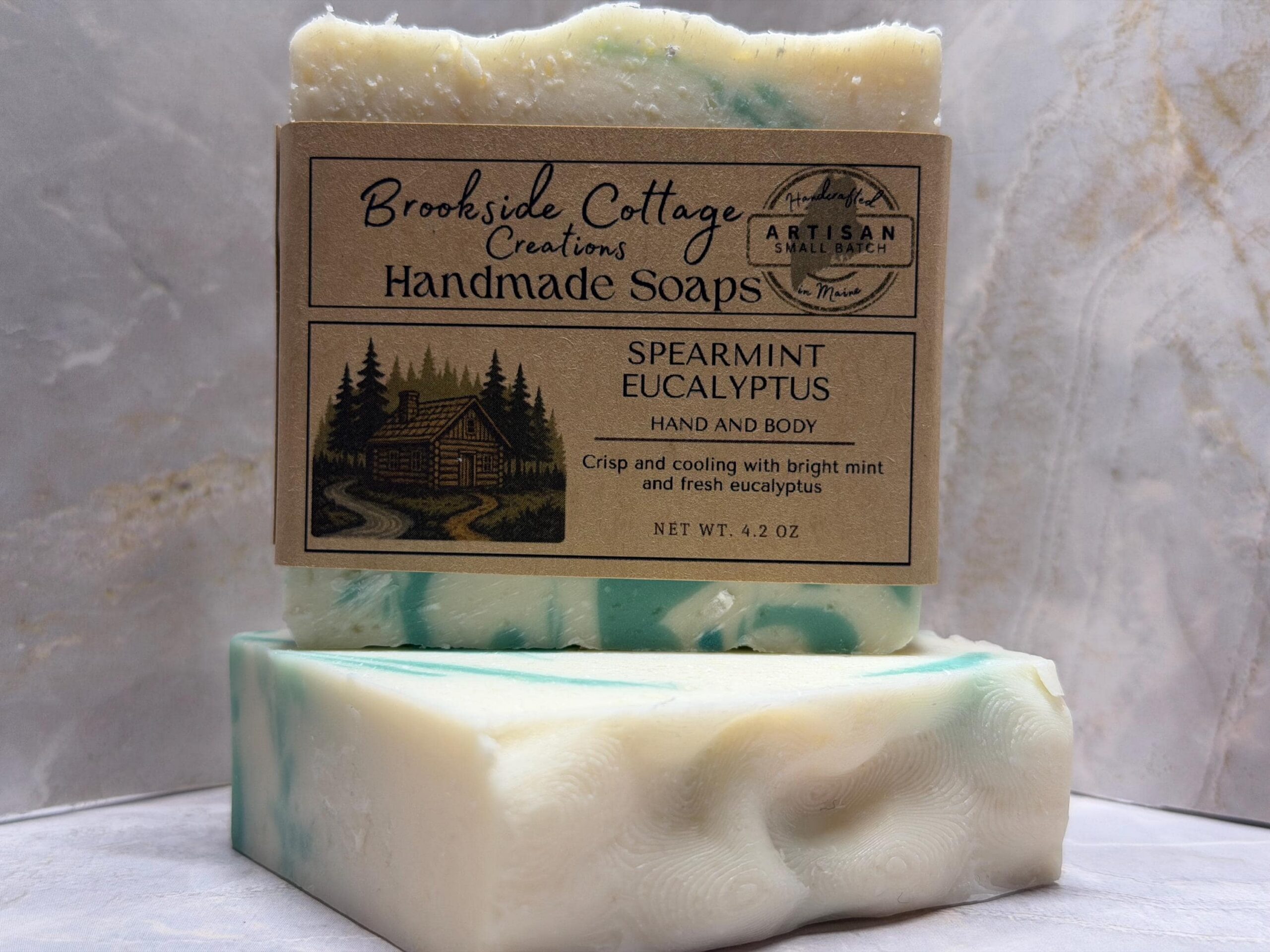 Spearmint Eucalyptus - Handmade Cold Process Soap Bar | Made in Maine - Image 3