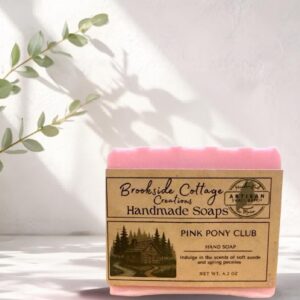 Pink Pony Club- Handmade Artisan Soap Bar with Peony and Suede Scent, Maine Made