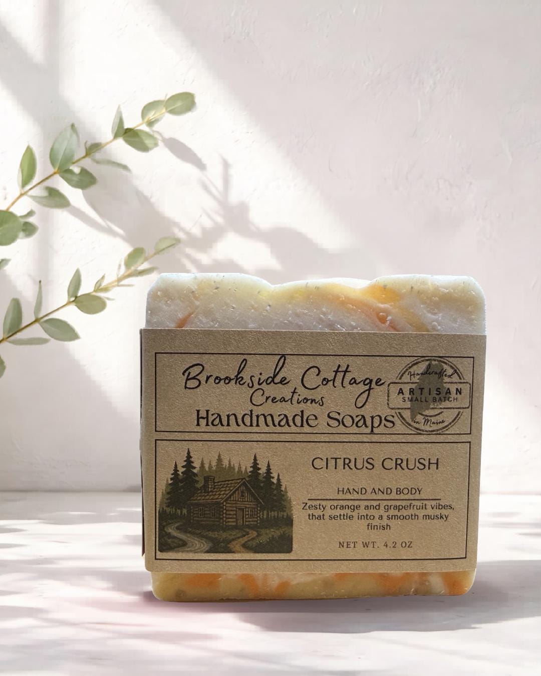 Citrus Crush - Handmade Cold Process Soap Bar | Orange & Lemon Scent Made in Maine - Image 2