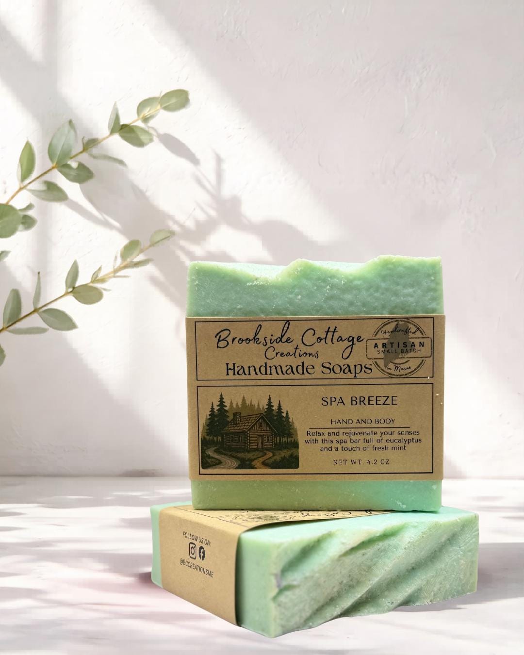 Spa Breeze - Handmade Cold Process Soap Bar with Eucalyptus - Image 2
