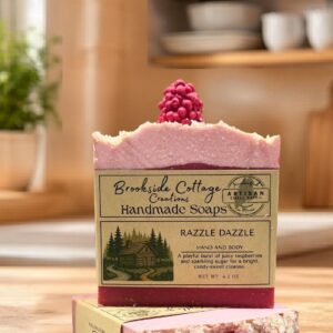 Razzle Dazzle - Handmade Raspberry Cold Process soap bar,  Made in Maine