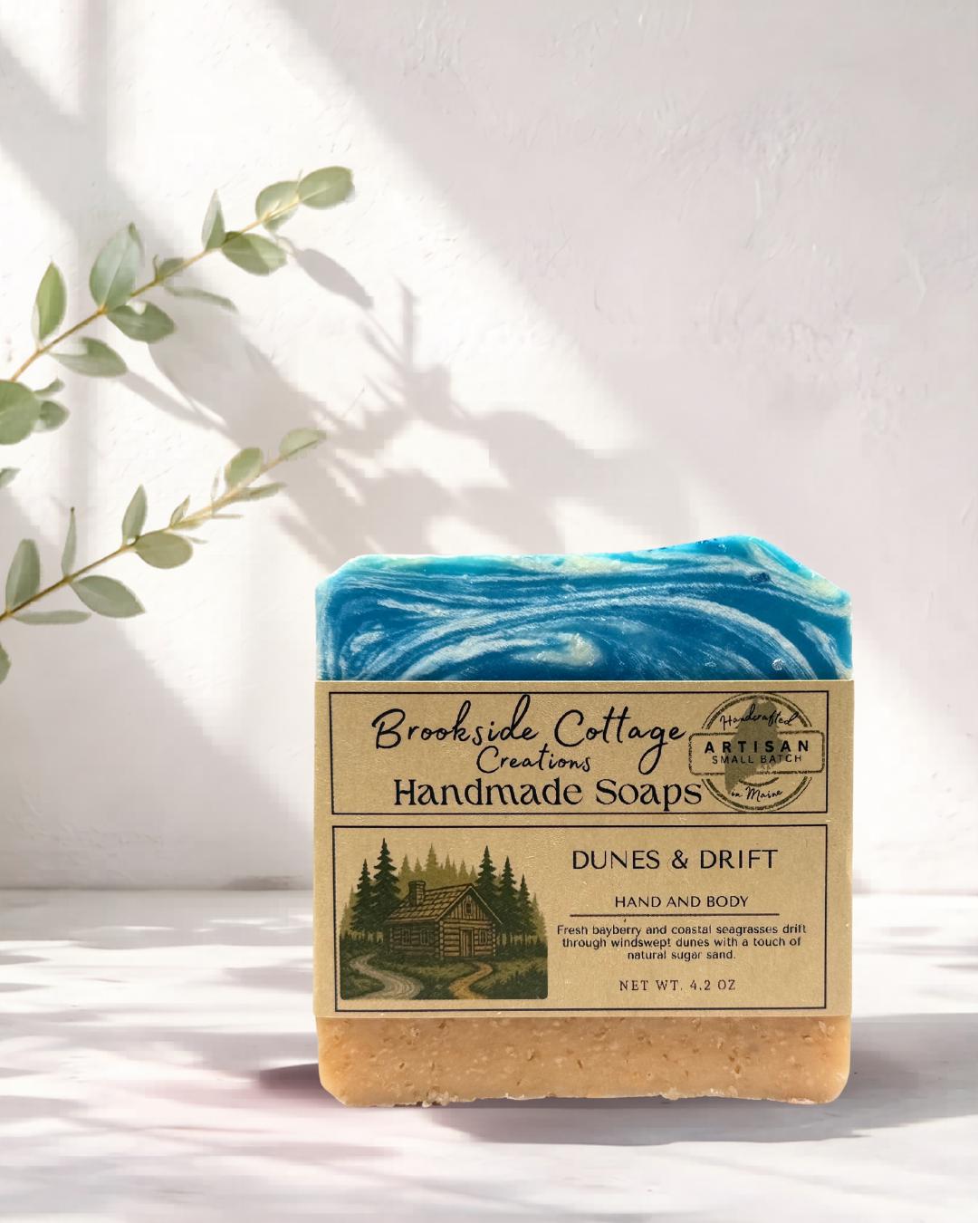 Dunes and Drift - Handmade Bayberry and Seagrass Cold Process soap bar, Made in Maine - Image 2