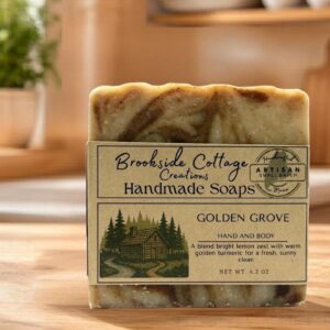 Golden Grove - Handmade Turmeric and Lemon Cold Process soap bar, Made in Maine