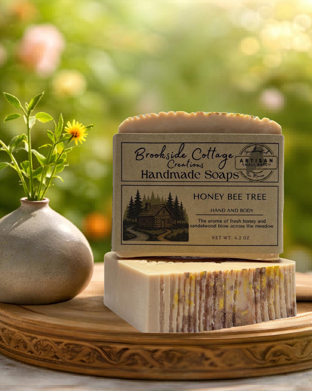 Honey Bee Tree - Handmade Honey Sandalwood Cold Process Soap Bar, Made in Maine - Image 3