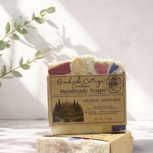 Mosaic Madness - Handmade Floral and Sugar Cold Process soap bar, Made in Maine