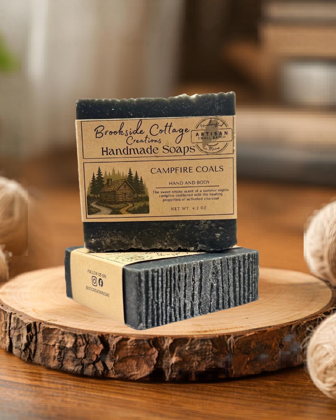 Campfire Coals - Sweet and Smokey Cold Process soap bar, Made in Maine