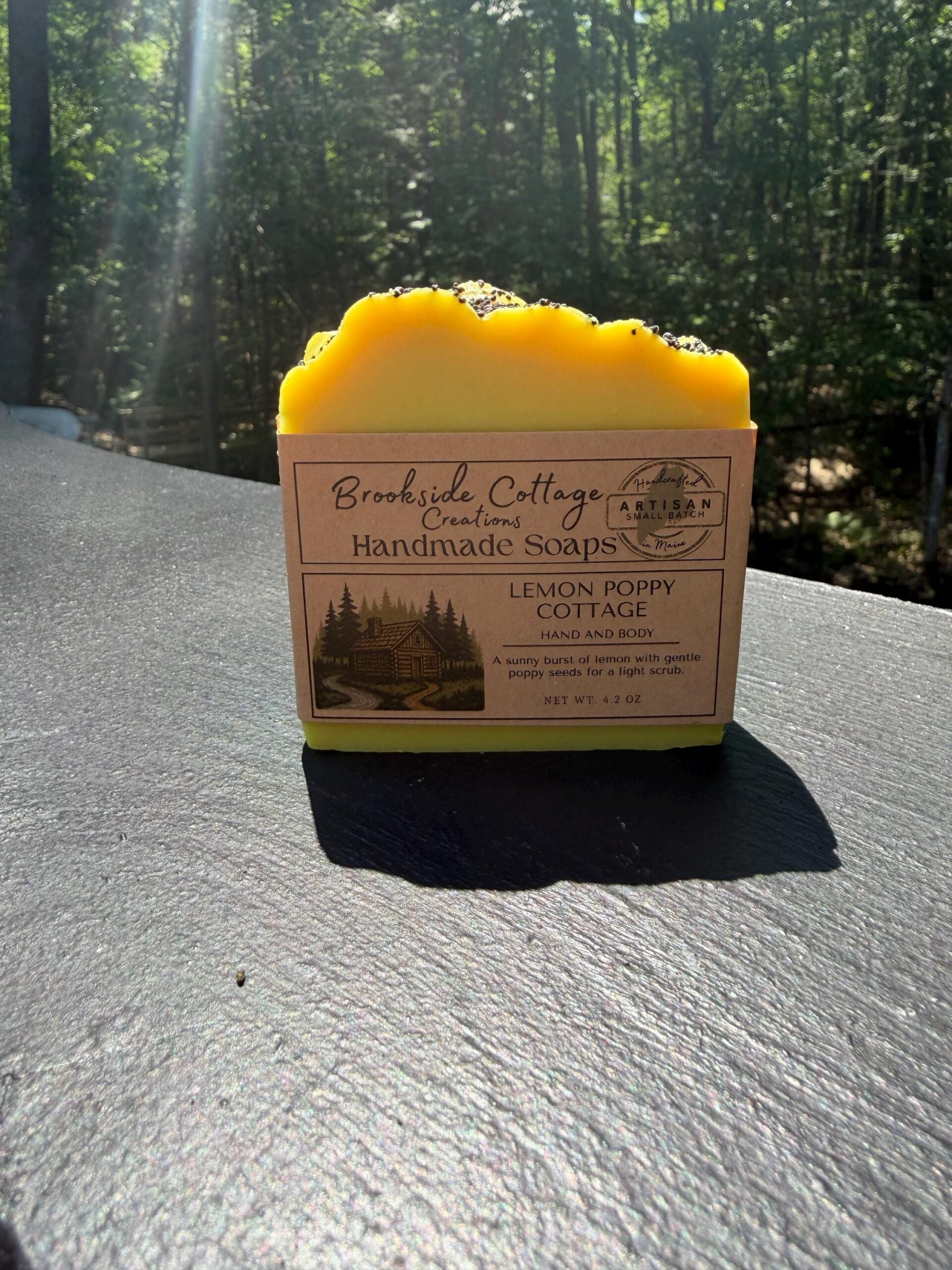 Lemon Poppy Cottage - Handmade Cold Process Artisan Soap Bar , Maine Made - Image 2