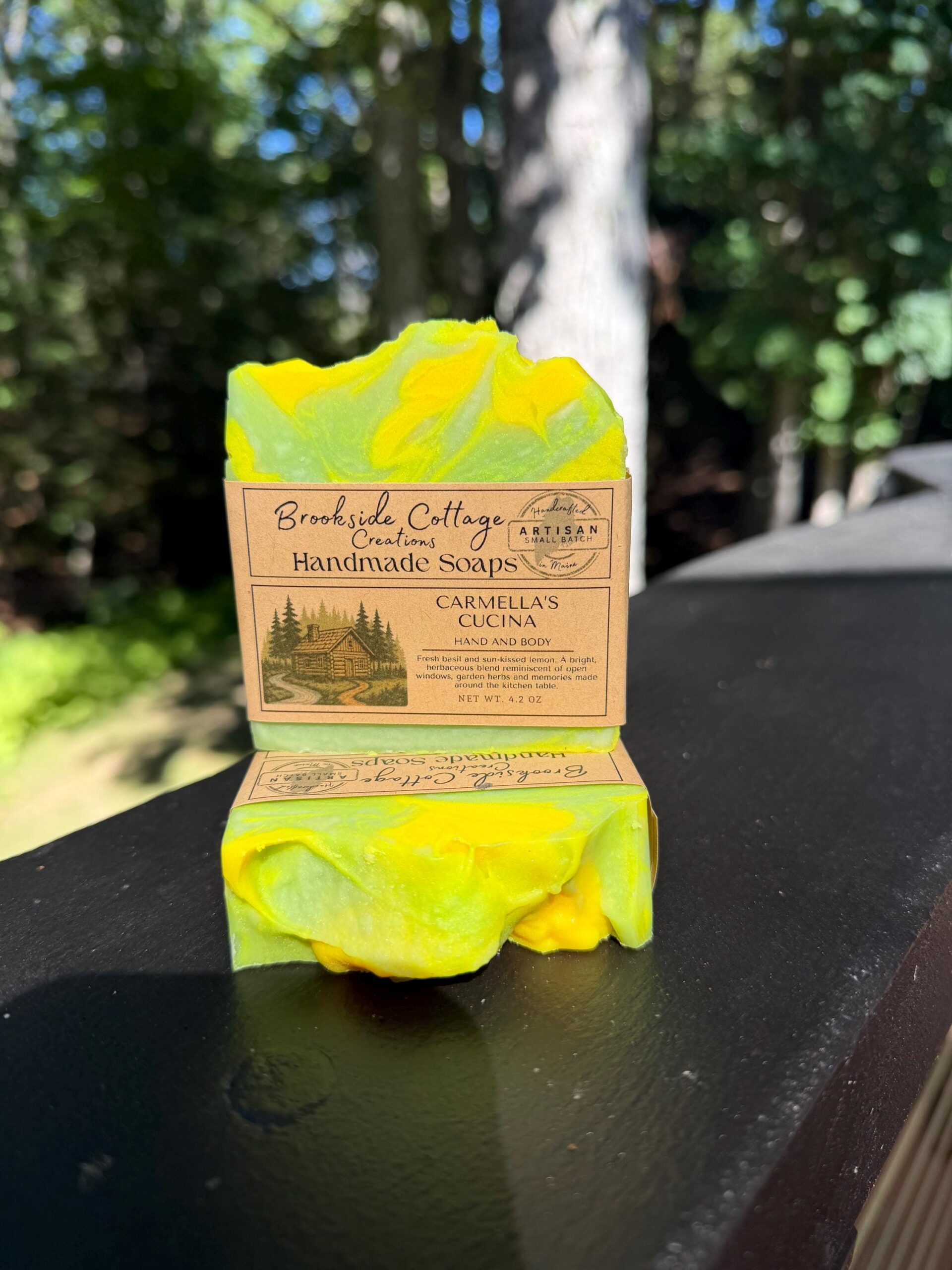 Carmella's Cucina - Handmade Lemon and Basil cold process Soap Bar – Carmella's Cucina | Artisan Maine made - Image 3