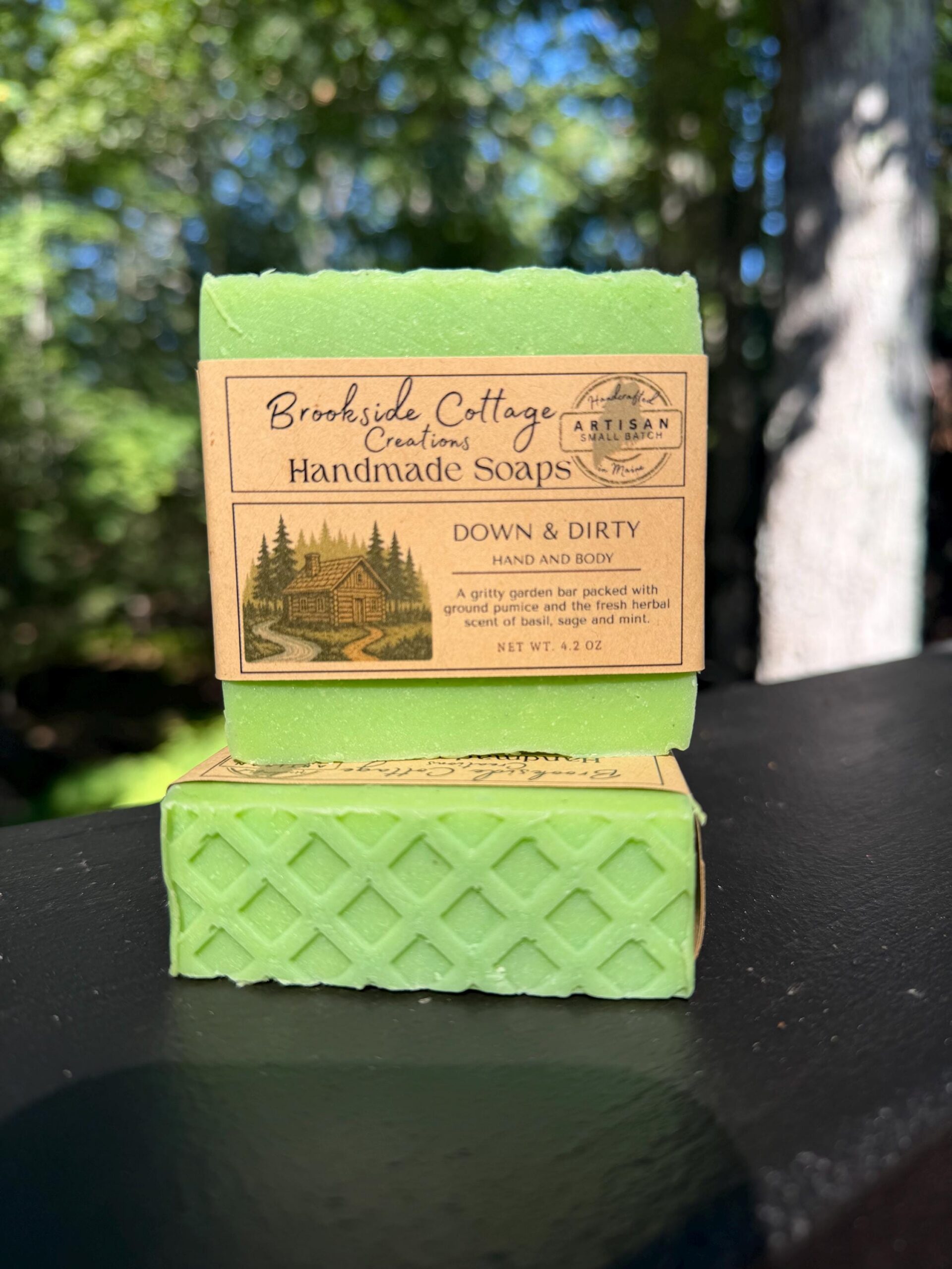 Down and Dirty Garden Scrub - Handmade Basil, Sage and Mint cold process Soap Bar | Artisan Maine made