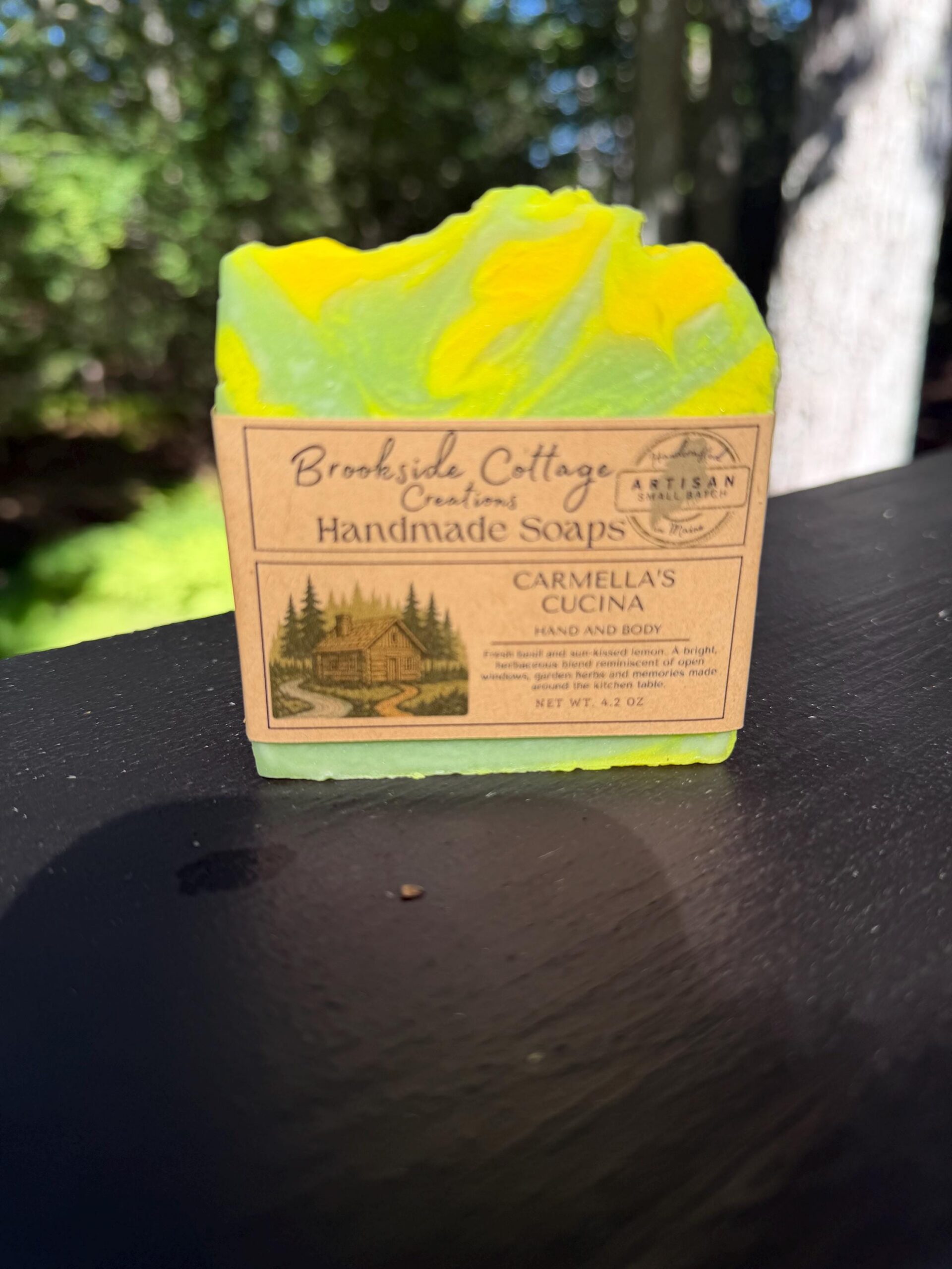 Carmella's Cucina - Handmade Lemon and Basil cold process Soap Bar – Carmella's Cucina | Artisan Maine made - Image 2