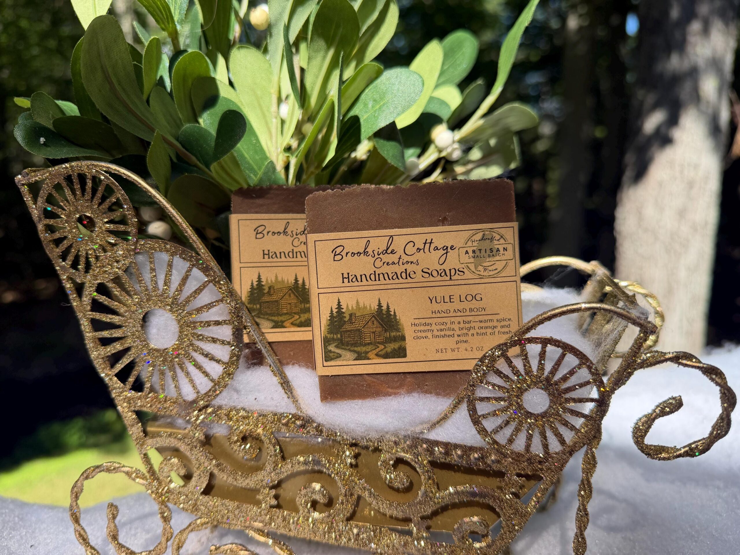 Yule Log - Handmade Pine, Cinnamon, Orange and spice cold process Soap Bar | Artisan Maine made