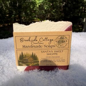 Santa's Sweet Shoppe - Handmade Candy Cane cold process Soap Bar | Artisan Maine made