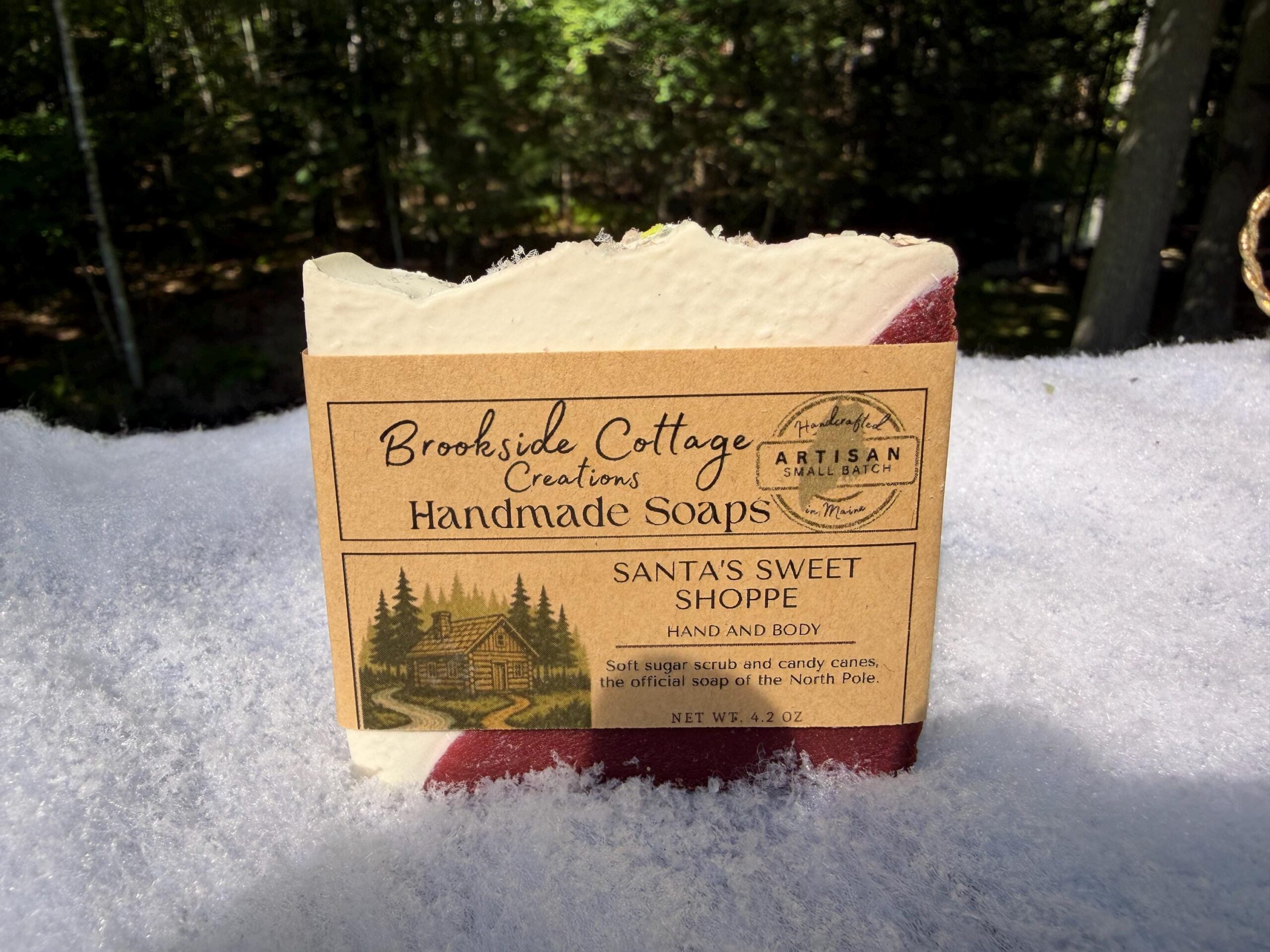 Santa's Sweet Shoppe - Handmade Candy Cane cold process Soap Bar | Artisan Maine made